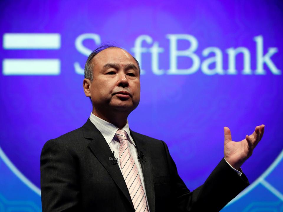 FILE PHOTO: SoftBank Group Corp Chairman and CEO Masayoshi Son speaks during their joint news conference with Toyota Motor Corp President Akio Toyoda (not pictured) in Tokyo, Japan October 4, 2018.  REUTERS/Issei Kato