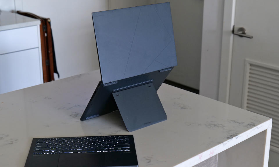 ASUS built a very handy kickstand into the bottom of the Zenbook Duo.