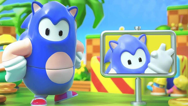 Screenshot from the Sonic-themed event in Fall Guys - Image: Epic Games / Sega