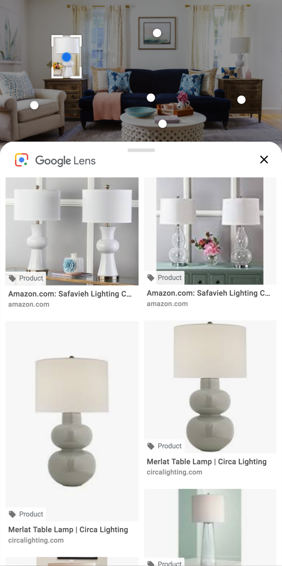 For photos with multiple items Google Lens recognizes, you can click or tap to select the item in the image that interests you most.