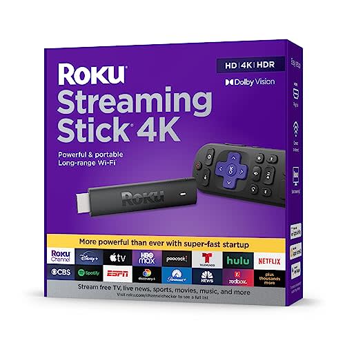 Roku Streaming Stick - Portable 4K/HDR/Dolby Vision Streaming Device, Voice Remote, Free & Live…