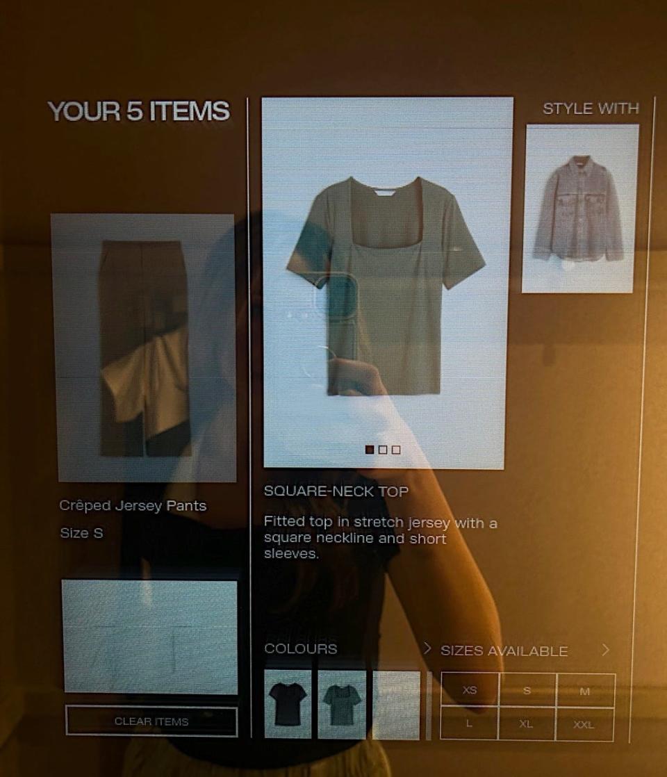5 items on H&M smart mirror display