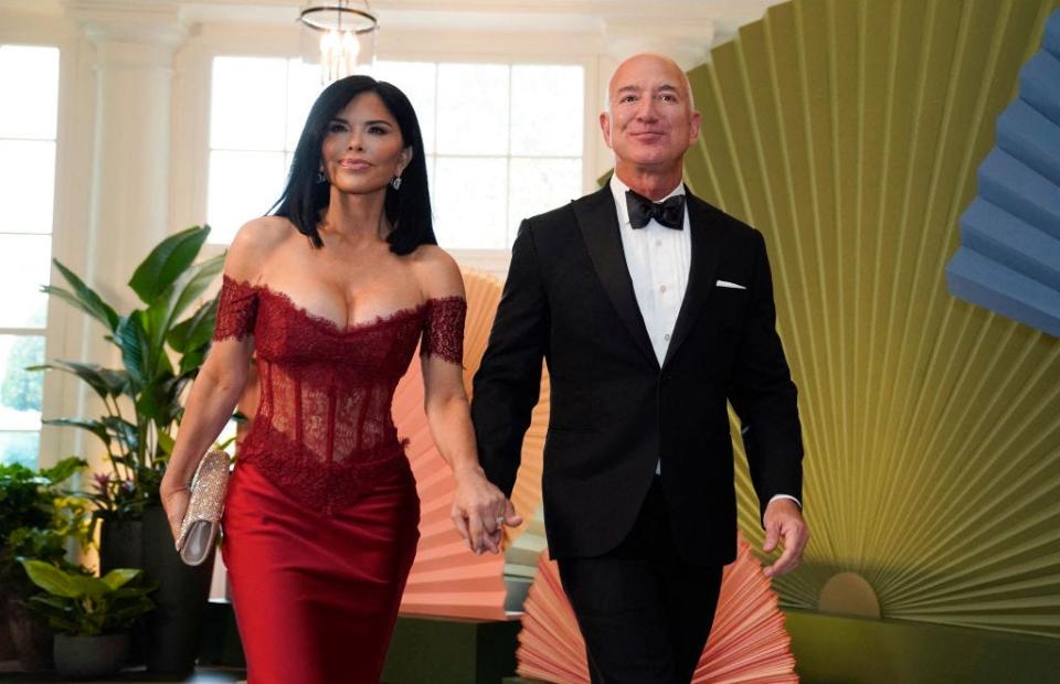 Jeff Bezos and Lauren Sanchez at the White House state dinner for Japan