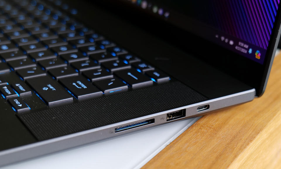 The ASUS ROG Zephyrus G16 has a great selection of ports including two USB 3.2 Gen 2 Type-A slots, two USB-C ports (one of which supports Thunderbolt 4), HDMI 2.1, a full-size SD card reader and a 3.5mm audio jack.