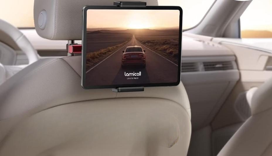 lamicall tablet mount on the back of a car seat