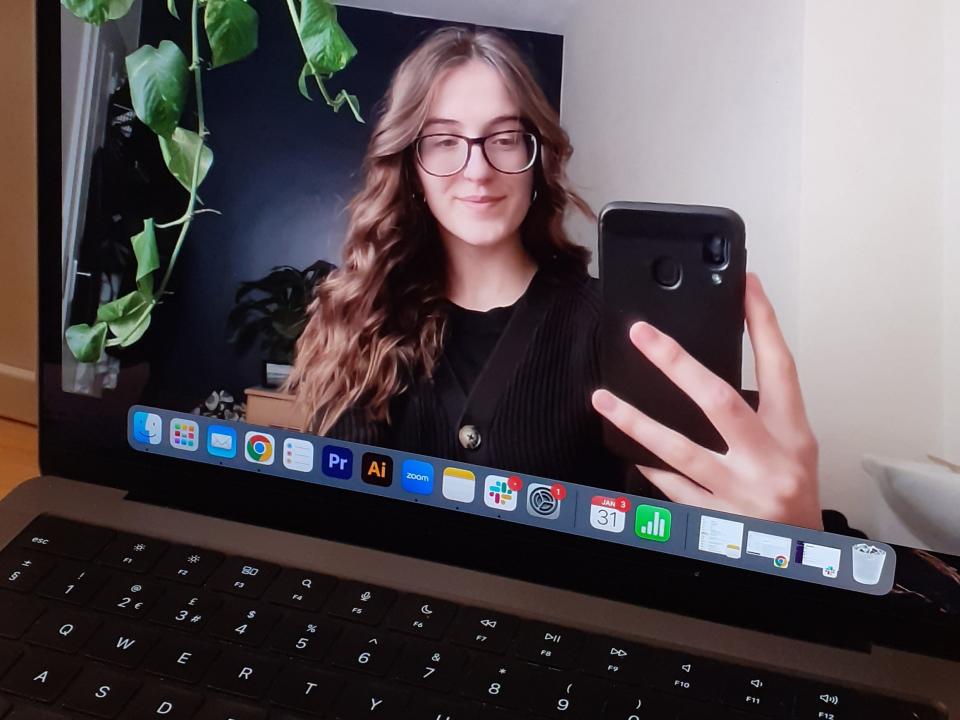 Ella Jones taking a selfie in her laptop camera app.