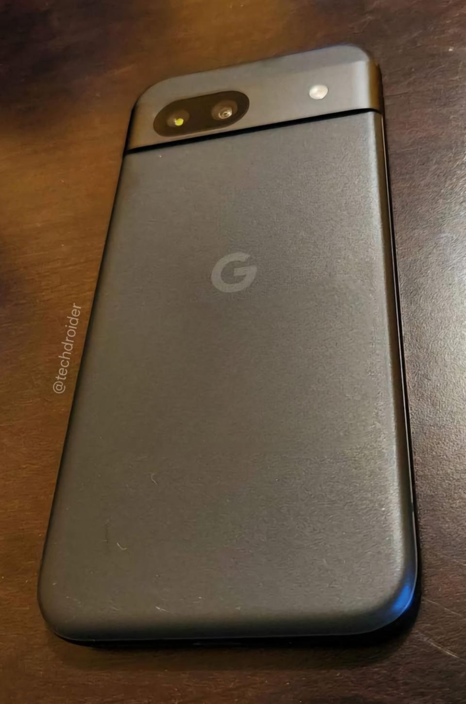 A hands-on photo of the Google Pixel 8a, showing the back of the phone.